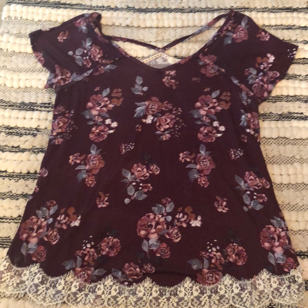 REWIND Floral blouse with Lace
